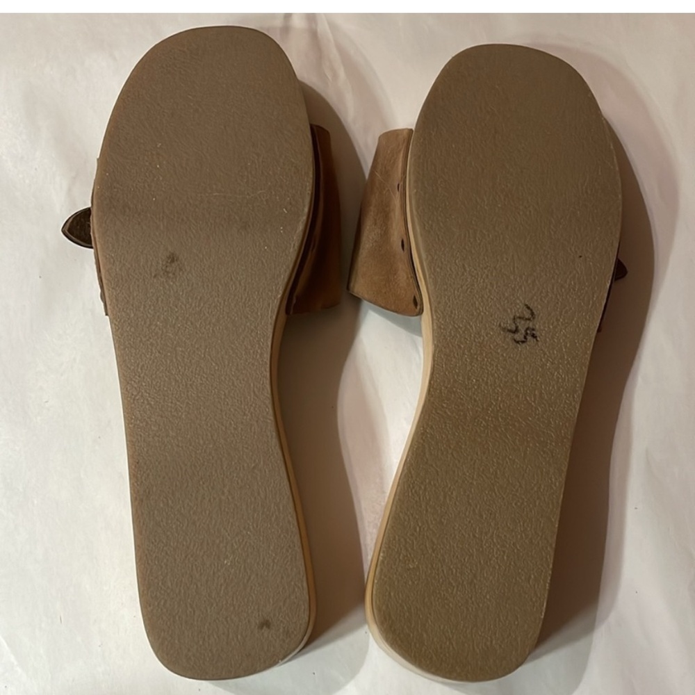 Free People Brown Suede Clog Sandals with Buckle Detail - Picture 2 of 4